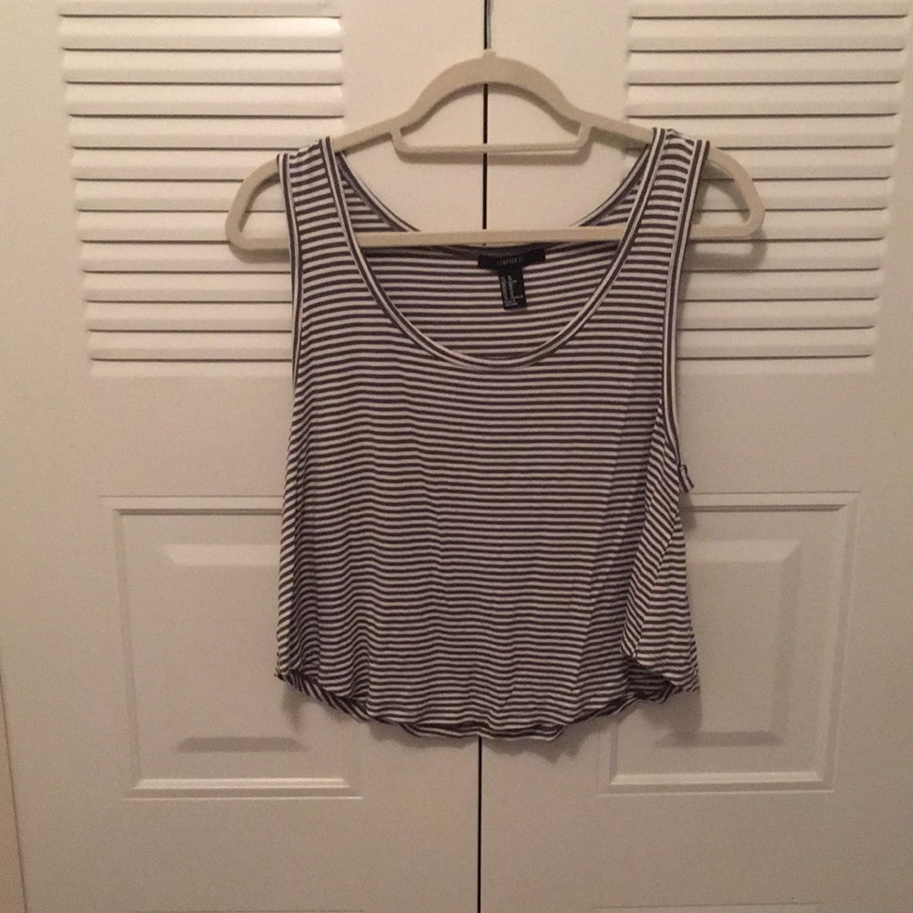 Olive green striped crop top